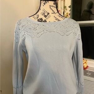 Vintage Light Blue knitted detail around collar Detail Sweater